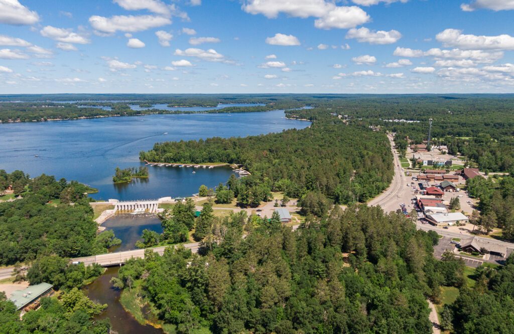 Crosslake Dam aerial pano, Crosslake, MN